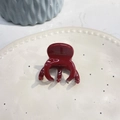 Deep red acetate hair claw clip with mirror finish and France Handmade golden lettering - Thickened 5-Teeth Claw (Approx. 4.6cm) / Red