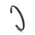 Minimalist matte black titanium steel C-shape open bracelet with geometric pattern - Black (KB169667-NT)