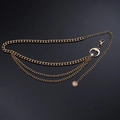 Detail of adjustable gold multi-layer sun and moon chain belt with lobster clasp - Gold Single Moon Multi-layer