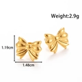 Elegant gold bow-knot stud earrings in stainless steel with 1.48cm width size detail - YE-068-Gold