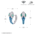 Detail of s925 silver snake earrings with blue enamel, zircons and size specifications - Silver & Blue