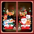 Christmas static window decals featuring Santa, snowman, and reindeer in chimneys - Chimney Characters Large Set Style (HL-095)