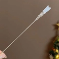 Elegant gold metal hair stick with white magnolia flower detail for traditional styling - White Jade