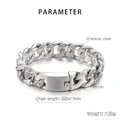 Detailansicht der Parameter von Edelstahl-Panzerarmband mit Zirkonia-Einlage - Silber 17mm Breite (KB157318-KJX)