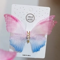 Pink and blue gradient mesh butterfly hair clip with pearl body on display card - Pink Blue Butterfly Card Pack
