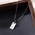 Minimalist S925 silver box chain necklace with a rectangular letter V pendant - Letter V / Silver