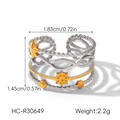 Detailed size specifications of the bohemian mixed-metal star and sun wave open ring - Multi-layer Wavy Celestial Style (HC-R30649)