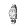 Dettaglio macro dell'orologio in argento con quadrante in madreperla e cristalli - Argento Classico