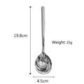 Cucchiaio in acciaio inox argento con manico martellato, misura 19,8 cm per 4,5 cm - Cucchiaio coreano martellato / 25g