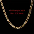 Detail van 45cm vergulde Cubaanse schakelketting met maatspecificaties 2x8x10mm - ZYG401 2*8*10 mm gepolijste Cubaanse ketting (45 cm)