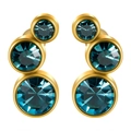 Piercings 16G en acier doré avec cristaux bleus en dégradé sur une monture incurvée - 16G-6mm-Oreille Gauche / Base Or - Zircon Sarcelle