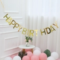 Golden mirror finish HAPPY BIRTHDAY banner banner set with metallic reflective letters - Solid Style / Gold
