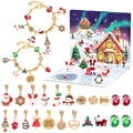 Christmas Advent Calendar DIY bracelet kit with 24 festive charms and golden chains - M-25 (Best Seller)