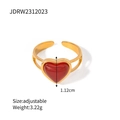 Verstellbarer goldener Edelstahlring mit Herz-Inlay aus rotem Onyx-Stein für Damen - Vintage Herz Roter Achat Stil (JDRW2312023)