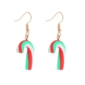 Detailed close-up of festive red white and green striped candy cane Christmas earrings - Style 2-Tri-color Candy Cane