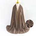 Brown pearl chiffon long scarf with bubble texture, lightweight hijab wrap for women - Brown