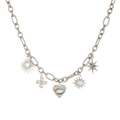 Collana d'argento con occhio del diavolo e ciondoli colorati cuore sole e farfalla - Collana Malocchio Argento