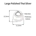 Large smooth Thai silver bead for DIY jewelry with 4.3mm hole diameter measurements - Thai Silver Vintage - Large Smooth