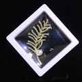 Exquisite gold feather brooch with rhinestones and pearl in a white gift box - Full Diamond Feather Style (XZ154)