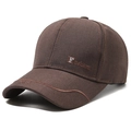 Classic dark coffee canvas baseball cap with Fashion embroidery and wave pattern brim - Embroidered Coffee