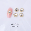 Détail macro des bijoux d'ongles MZH-8271 avec cristal rectangulaire et cadre doré - 10*11mm Transparent Base Dorée (8271)