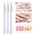 Set di 3 pennelli per nail art con glitter trasparenti per disegni e linee ultra sottili - Set di 3 Pennelli Liner per Nail Art con Manico in Cristallo