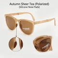 Foldable polarized oval sunglasses in Autumn Gauze Tea color with silicone nose pads - Polarized Silicone Nose Pads / Autumn Tea Brown