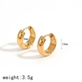 Detail of 18k gold plated U-shaped huggie earrings showing 12mm height and 5mm thickness - 12mm Thick Gold Hoop Earring (TE60201-13)