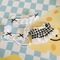 Süßes schwarz-weiß kariertes Puppenkleid mit weißen Rüschenkragen für 17cm Stoffpuppen - Passend für 17cm Puppe / Schwarz-Weiß Kariertes Dienstmädchen-Outfit