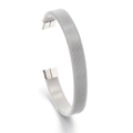 Gepolijste zilveren mesh armband van roestvrij staal met metalen eindkapjes - 17.3cm / Bangle / Zilver