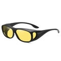 Matte black night vision fit-over sunglasses with yellow tinted lenses for driving - Matte Black Frame Yellow Night Vision Polarized C6