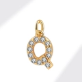 Exquisite gold-plated letter Q pendant necklace featuring sparkling white micro-set zircons - Gold (Letter Q)