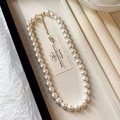 Elegant French vintage style pearl necklace with round white beads and gold clasp - Necklace Style 40 / 10mm Pearl / Gold-White