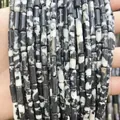 DIY jewelry beads with zebra marble pattern in long cylindrical shape for bracelets - 4x13mm Tube/Strand / Natural Zebra Jasper