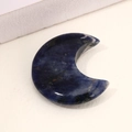 Crescent moon-shaped natural dark blue agate stone with authentic white mineral texture - Blue Vein Stone
