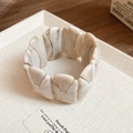 Macro detail of H-shaped modular acetate bangle with ivory marble texture - 2# Bracelet-Cream Marble H-Shape