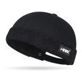 Adjustable black hip-hop brimless docker hat with a contrast FEWK rubber patch - Black