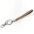 Champagne crystal rhinestone wristlet strap with silver metal key ring and clasp - Champagne