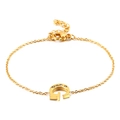 Elegante bracciale dorato con ciondolo lettera G con strass e chiusura a moschettone - Stile Lettera G (KB117690-KLB)
