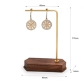 Detail view of T-bar jewelry stand with 115mm height and solid wood base dimensions - 7-Shape Gold Without Groove