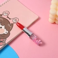 Lipstick shaped gel pen with pink liquid and star sequins in a portable cute style - Red Quicksand Pen