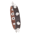 Dark brown leather bracelet with silver square rivets and snap closure for men - Dark Brown Spike Style