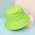 Neon green cotton bucket hat with classic twill texture on a pastel background - Fluorescent Green