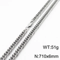 Collier chaîne gourmette argentée en acier inoxydable 710x6mm poids 51g style épuré - 6mm x 710mm