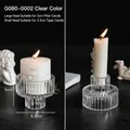 Ribbed glass candle holder for 5cm pillar candles and 2.2cm taper candles - G080-0002 Double-Head Holder / 5cmx6.5cm / Clear