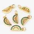 DIY jewelry charm featuring watermelon slice design with green cubic zirconia accents - Gold Watermelon