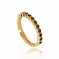 18K vergoldeter verstellbarer Ring mit grünen Zirkonia-Steinen auf weißem Hintergrund - Einheitsgröße(Einstellbar) / Grüner Zirkon