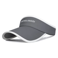 Dark grey ice silk sun visor with white trim and wide brim for outdoor sports protection - Adjustable / Gray