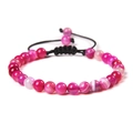 Handmade 6mm natural agate stone bead bracelet with pink and purple gradient tones - 6mm / Rose Striped Agate