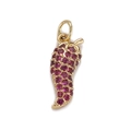 Chili pepper pendant in 18K gold plated metal with vibrant red zircon gemstones - CX137-8 Red Zirconia Chili
